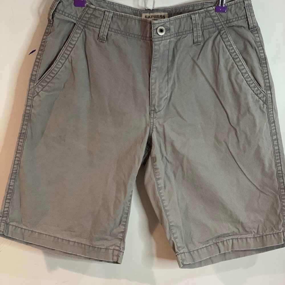 Express Gray Cotton Casual Shorts Size 32 Men's